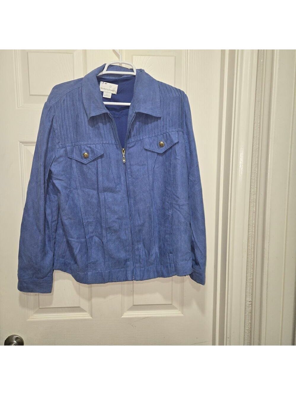 Draper's & Damon's Faux Suede Denim Look Zip Front Jacket Large